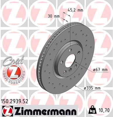 Bremžu diski ZIMMERMANN 150.2939.52 1