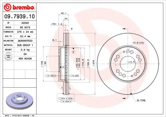 Bremžu diski BREMBO 09.7939.10 1