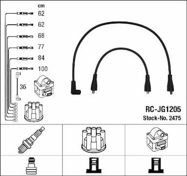 Augstsprieguma vadu komplekts NGK 2475 1