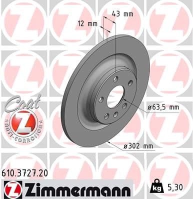 Bremžu diski ZIMMERMANN 610.3727.20 1