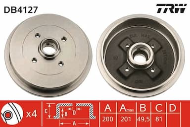 Bremžu trumulis TRW DB4127 1