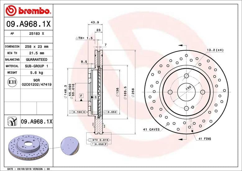 Bremžu diski BREMBO 09.A968.1X 1