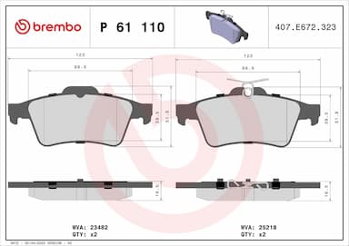 Bremžu uzliku kompl., Disku bremzes BREMBO P 61 110 1