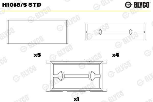 Kloķvārpstas gultnis GLYCO H1018/5 STD 1