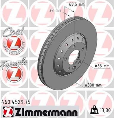 Bremžu diski ZIMMERMANN 460.4529.75 1