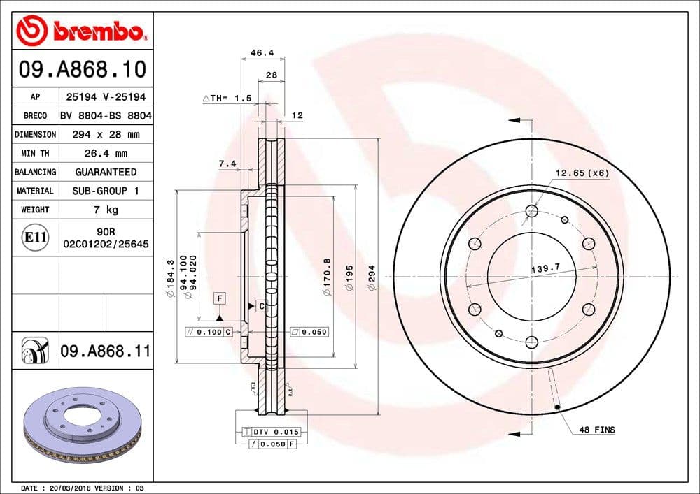 Bremžu diski BREMBO 09.A868.11 1