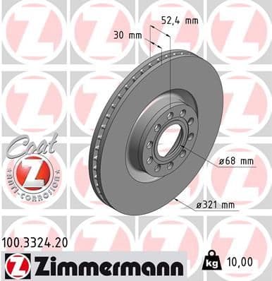 Bremžu diski ZIMMERMANN 100.3324.20 1