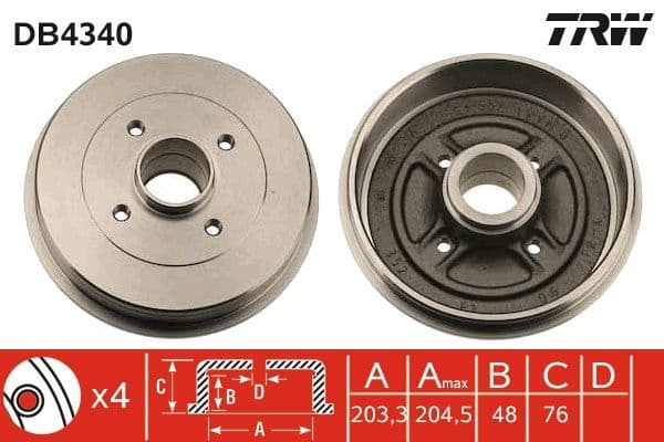 Bremžu trumulis TRW DB4340 1