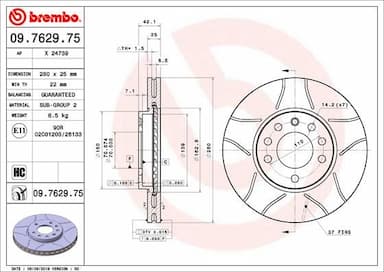 Bremžu diski BREMBO 09.7629.75 1