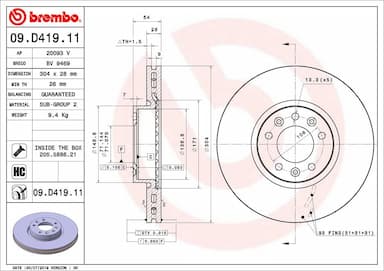 Bremžu diski BREMBO 09.D419.11 1