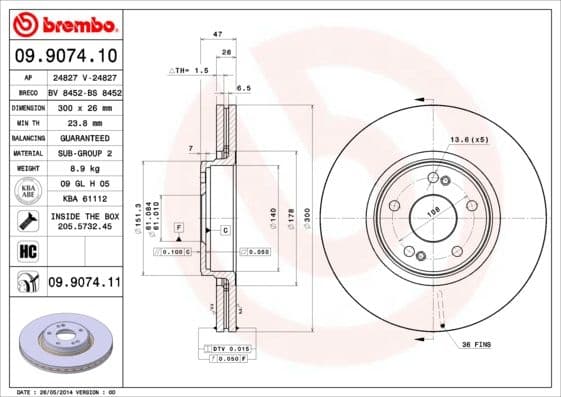 Bremžu diski BREMBO 09.9074.11 1