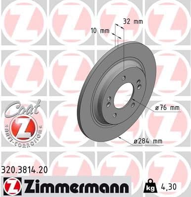 Bremžu diski ZIMMERMANN 320.3814.20 1