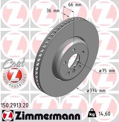 Bremžu diski ZIMMERMANN 150.2913.20 1