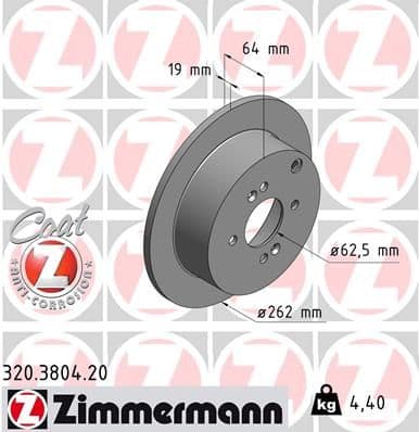 Bremžu diski ZIMMERMANN 320.3804.20 1