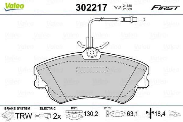 Bremžu uzliku kompl., Disku bremzes VALEO 302217 1