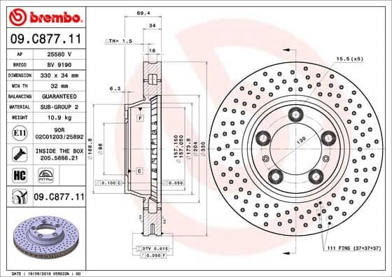 Bremžu diski BREMBO 09.C877.11 1