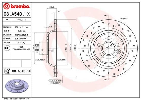 Bremžu diski BREMBO 08.A540.1X 1