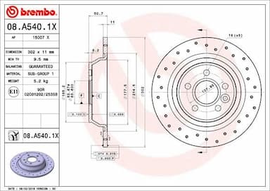 Bremžu diski BREMBO 08.A540.1X 1