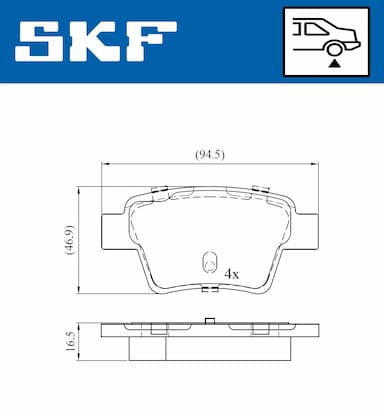 Bremžu uzliku kompl., Disku bremzes SKF VKBP 90172 2