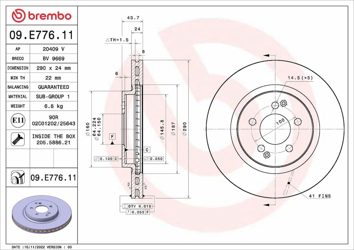 Bremžu diski BREMBO 09.E776.11 1