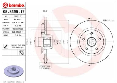 Bremžu diski BREMBO 08.B395.17 1