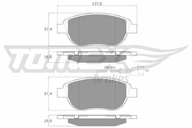 Bremžu uzliku kompl., Disku bremzes TOMEX Brakes TX 12-49 1