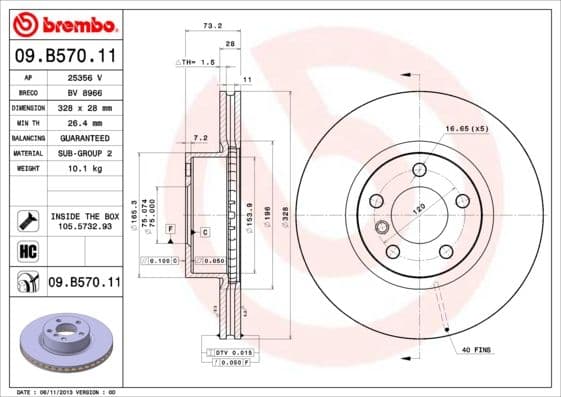 Bremžu diski BREMBO 09.B570.11 1