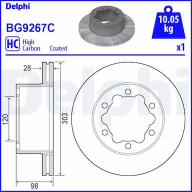 Bremžu diski DELPHI BG9267C 1