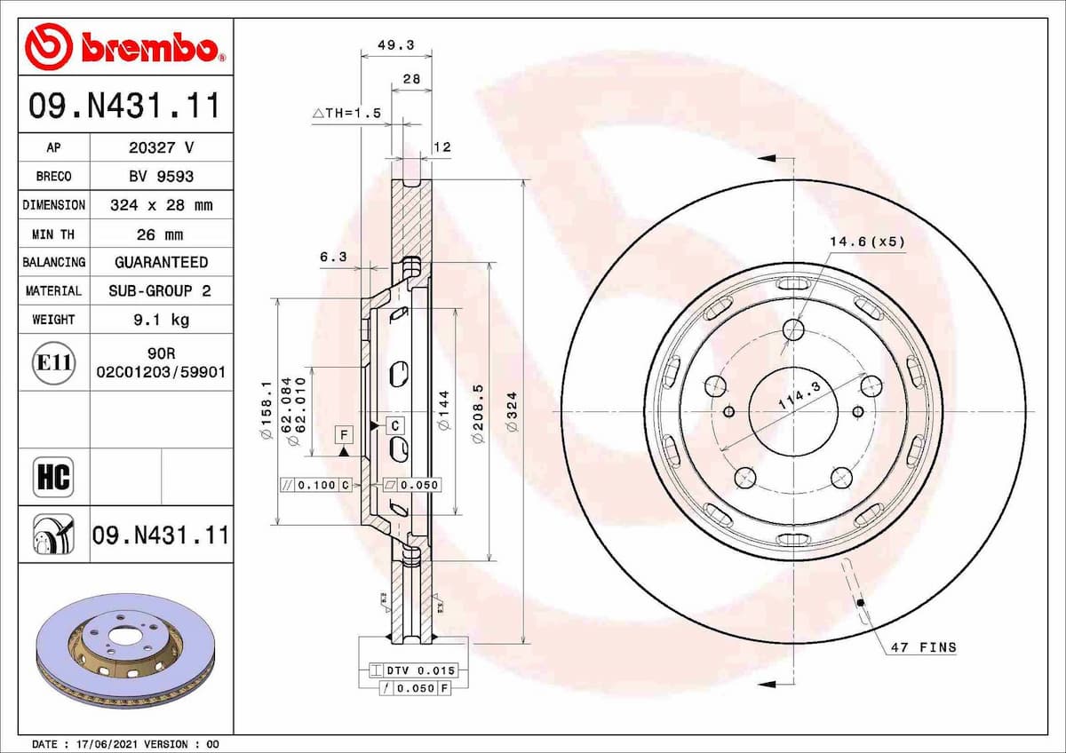 Bremžu diski BREMBO 09.N431.11 1