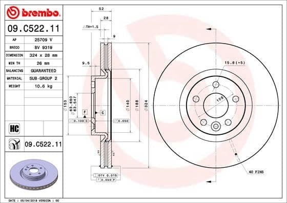 Bremžu diski BREMBO 09.C522.11 1