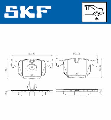 Bremžu uzliku kompl., Disku bremzes SKF VKBP 90279 2