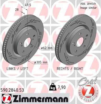 Bremžu diski ZIMMERMANN 590.2840.53 1