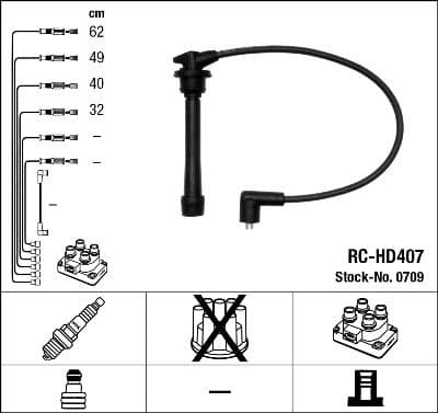 Augstsprieguma vadu komplekts NGK 0709 1