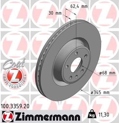 Bremžu diski ZIMMERMANN 100.3359.20 1