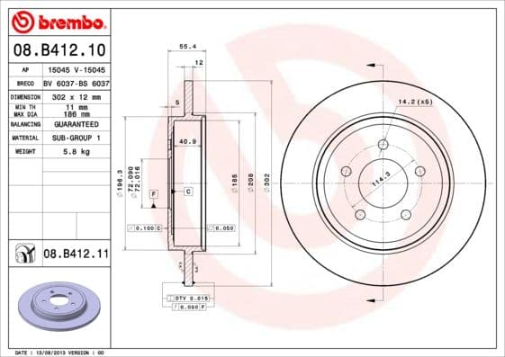 Bremžu diski BREMBO 08.B412.11 1