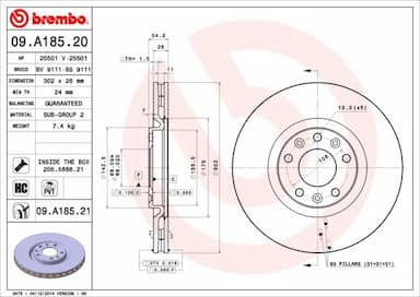 Bremžu diski BREMBO 09.A185.21 1