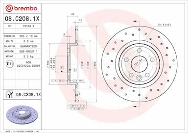 Bremžu diski BREMBO 08.C208.1X 1