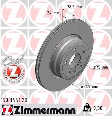 Bremžu diski ZIMMERMANN 150.3451.20 1