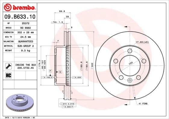 Bremžu diski BREMBO 09.B633.10 1