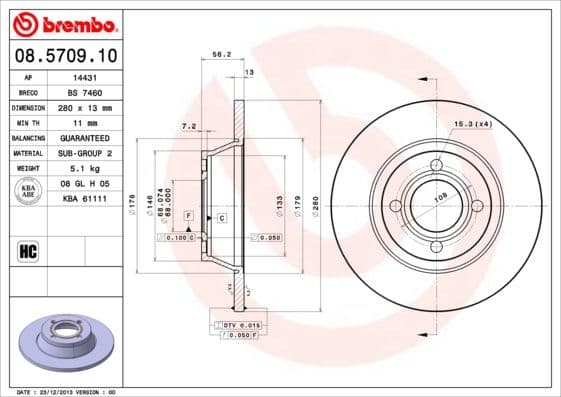 Bremžu diski BREMBO 08.5709.10 1