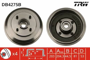 Bremžu trumulis TRW DB4275B 1