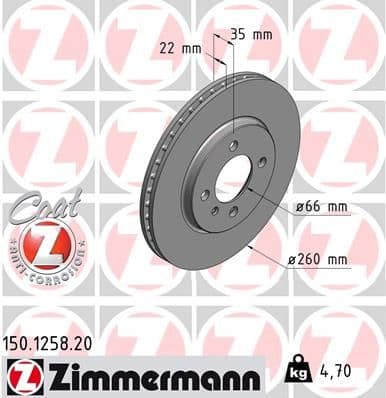 Bremžu diski ZIMMERMANN 150.1258.20 1