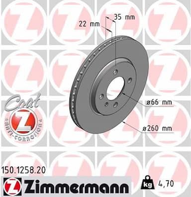 Bremžu diski ZIMMERMANN 150.1258.20 1