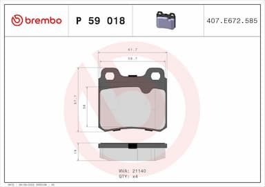 Bremžu uzliku kompl., Disku bremzes BREMBO P 59 018 1