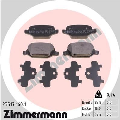 Bremžu uzliku kompl., Disku bremzes ZIMMERMANN 23517.160.1 1