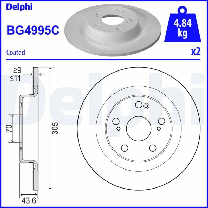 Bremžu diski DELPHI BG4995C 1