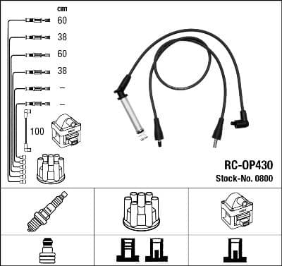 Augstsprieguma vadu komplekts NGK 0800 1