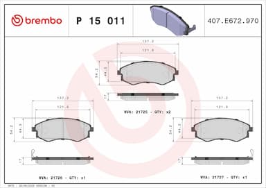 Bremžu uzliku kompl., Disku bremzes BREMBO P 15 011 1