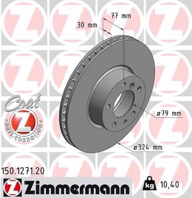 Bremžu diski ZIMMERMANN 150.1271.20 1