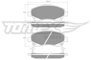 Bremžu uzliku kompl., Disku bremzes TOMEX Brakes TX 13-61 1